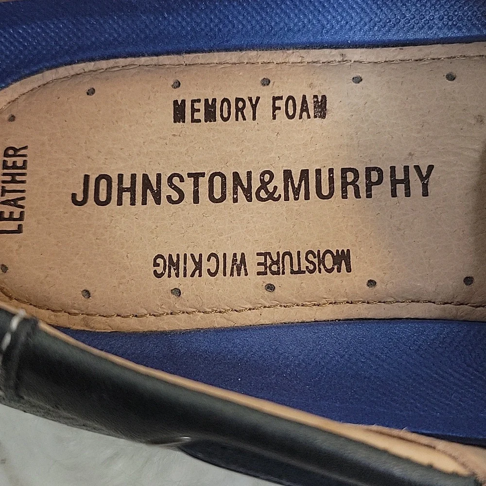 Johnston‎ & Murphy Dark Blue Leather Boat Shoes with Memory Foam Size 10.5 NWOT